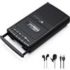 Mersoco Reproductor Cassette Portatile,Registratore Lettore Cassette USB Portatile con Microfono Autonomo, Altoparlante Integrato, Uscita per Cuffie, Maniglia per Trasporto, Nero