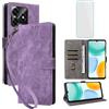 IUQXU Cover per Honor X5C Plus/X5C 4G Libro con Vetro Temperato VIO | Blocco RFID,Antiurto,Supporto,Custodia in Pelle Portafoglio per Honor X5C+ HonorX5C Plus HonorX5C+