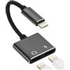 zoyuzan Adattatore Auricolare iPhone(2in1)lightning Jack Caricabatterie Doppia Presa Cavo Certificato Apple MFI Accessorio Auto Audio Cuffie AUX Ricarica Adattatore Cavo per 14 13 12 11 Pro Max 7 8 Plus X Xs