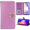 YKTO for Samsung Galaxy A35 Bling Portafoglio Custodia Brillantini Glitters Viola Sparkle Caso Guscio Shell Wallet PU Glitter Brillanti Strass Magnetico Ladies Purse Women's Case Libro Leather