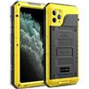 Beeasy Cover per iPhone 11 Pro Max IP68 Impermeabile Custodia Militare Antiurto Resistente 360° Metallo Armor Protezione Schermo Integrata Rugged Robusta Indistruttibile Subacquea Antipolvere Giallo