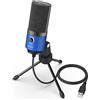 FIFINE Condensatore a Microfono studio kit, USB Microfono Computer con Braccio per Microfoni Regolabile e Filtro Anti-pop per Strumenti Voice Overs Registrazione Podcasting YouTube Gaming