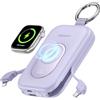 RORRY Powerbank, Power Bank 20000 mAh, 30 W PD, ricarica rapida, caricatore portatile con 2 cavi integrati, batteria esterna per cellulare con portachiavi, essenziale da viaggio per iPhone, Apple