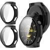 GIOPUEY Cover Compatibile con Huawei Watch GT 7 PRO, [2 Pezzi] Pellicola Protettiva Vetro + Cornice in Plastica Rigida Custodia - Black+Black