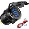 GemCoo QC3.0 Presa USB per Auto Doppio USB in alluminio , 12V / 24V 36W 2 Porte Caricabatteria Presa USB Impermeabile LED Indicazione