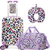 HTgroce Set 3 Valigie per Bambini con Valigia da Mano, Cuscino per il Collo, Borsone da Viaggio, Etichetta, Valigia con Ruote