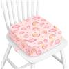 wooshwa Rialzo Cuscino Sedia Bambini Seggiolino da Tavolo - Nuvole Arcobaleno | Seggiolino da Tavolo per Bambini Portatile Smontabile con 2 Regolabile Cinghie e Base Antiscivolo per Pasto, 32x32x10 cm