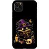 DCatLovers Custodia per iPhone 11 Pro Max Halloween Nero Divertente Gatto Incantesimi Libro Strega Ragazze Donne