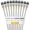 StarTech Cavo Ethernet Cat6A Ultra Slim Grigio 30cm, Snagless, FTP, Rame Puro, Patch di Rete RJ45 Ultra Sottile 34 AWG, Testati Singolarmente, Confezione da 10