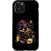 DCatLovers Custodia per iPhone 11 Pro Halloween Nero Divertente Gatto Incantesimi Libro Strega Ragazze Donne