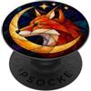 Smart Woodland Wildlife Stargazer Design Mosaico celeste con volpe geometrica a mezzaluna PopSockets PopGrip Adesivo