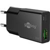 goobay Caricatore rapido USB-C PD GaN Dual Slim 20W (nero) Alimentatore Power Delivery, connettore USB-A Quick Charge, alimentatore di rete per smartphone e tablet - 75729