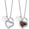 NBEADS 2 Collane Ricordo Pelo Animale, Acciaio Inox Strass, Urn Ceneri con Ali Zampa, per Cani Gatti, Regalo Memoriale Platino