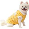 Generisch Vestiti per cani di piccola taglia con cappuccio invernale in pile con foro per la pettorina, caldi vestiti autunnali per cuccioli e razze giocattolo (giallo, L)