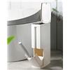 COMODID CWLL Pattumiera larga 11,2 cm con porta scopino per WC, bidone della spazzatura in plastica sottile, bidone della spazzatura con coperchio a pressione, moderno cestino rettangolare bianco per bagno,