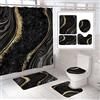 beifivcl Set di 4 tende da doccia in marmo di lusso, set da bagno con tenda da doccia, tappetino per coperchio WC, tappetino sagomato e tappetino da bagno, tenda da doccia con 12 ganci per set da