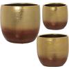 DRW Set di 3 vasi in Ceramica con 2 Toni Dorati, 20 x 19 cm, 24 x 23 cm e 30 x 29 cm, 20x19cm, 24x23cm y 30x29cm