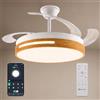 M mimotec - Ventilatore da Soffitto Wood Smart con Luce LED CCT e Intensità Regolabile Ø108 cm, Controllo tramite APP e Telecomando, Silenzioso, 6 Velocità, Pale Pieghevoli, Timer e Modalità
