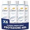 Dove Deodorante Spray, Classic Care, Deodorante Antitraspirante Spray, Protezione Fino a 48 Ore, con 1/4 di Crema Idratante, Formula Delicata, Deodorante Uomo e Donna, 6 Pezzi da 150 ml