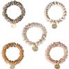 Daleweo 5 Pezzi Elastici Per Capelli Coda Di Cavallo, Strass Di Perle Elastici Capelli Donna, Elastiche Scrunchies, Adatto A Donne E Ragazze(Bianco, Grigio Scuro, Beige, Champagne, Champagne Chiaro)
