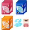 YIMVUNZ 9 Pezzi Set Maschera Labbra e Patch Occhi Idratanti, 3 Gusti (Arancia, Mirtillo, Pesca), Maschera Labbra Notte e Patch Occhi, Trattamento Completo Donna