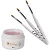 Sun Garden Nails Gel UV in Fibra di Vetro Rosa Trasparente, 30 ml, con Set di 3 Pennelli, Gel Monofase per Primer, Costruzione e Sigillatura