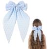 Ling & Bai Fermaglio per capelli a strati in tulle, grande, 20 cm, con grande fiocco lungo, accessori per capelli, per donne, ragazze, bambini, adolescenti (blu)