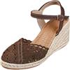Generisch Sandali Espadrle da donna con cunei colorati con perline e pietre preziose - Sandali estivi colorati con suola in iuta e fascia alla caviglia | Sandali bohémien per vacanze e spiaggia