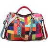 Segater® - Borsa per la spesa da donna, multicolore, in pelle bovina, patchwork, multicolore, Taglia unica