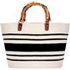 MengH-SHOP Tote Bag Grande Handbag a Spalla Estate Borsa per la Spesa con Manico Borsa di Modo per Donna Ragazze per Shopping Viaggio Spiaggia, Bianco e Nero