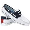 Seajure Scarpe da Barca da Uomo Navagio in Pelle Bianco, Blu Navy e Rosso