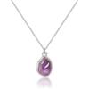 Yifnny Collane di gemme irregolari per le donne, Collana a goccia in acciaio inox oro argento Ciondolo di pietra naturale per le donne Cristallo pietra di luna Gioielli Regali (Argento Viola)