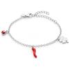 Louis Ciocchetti dal 1887 Louis Ciocchetti Bracciale in Acciaio con Corno Portafortuna - Bracciale Regolabile Uomo e Donna con Chiusura a Moschettone, Lunghezza 16 cm + 5 cm