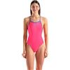 Arena Performance Women's Solid Tie Back One Piece Swimsuit Sports Ladies Bathing Suit Costume Intero, Shocking Pink/Blue River, 40 Donna