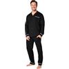 CityComfort Pigiama Uomo - Pigiama Lungo con Maglia con Bottoni a Maniche Lunghe M-3XL - Pigiama Due Pezzi Invernale Autunnale (Nero, 3XL)