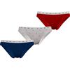 Tommy Hilfiger Stampa 3p Intimo in Stile Bikini, Twilight Indigo/Star/Primary Red, S Donna