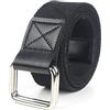 Elegantyl Cinture casual in tela da uomo con fibbia a doppio anello in tela Cinture per jeans Cintura intrecciata in nylon di 3,8cm di larghezza, Nero, 140cm