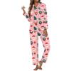 Generisch Pigiama natalizio da donna lungo con simpatico albero di Natale, stampa con risvolto cardigan top e pantaloni pigiama, costume di Natale da donna, morbido ed elegante