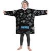 Fortnite Felpa Oversize Bambino Ragazzi 14+ Cappuccio Coperta Indossabile Extra Lungo Poncho Pile Giocatore Regali Bambini (Nero/Bianco Bambini)