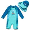BONVERANO, Costume da bagno intero per bambini, a maniche lunghe, protezione UV 50+, con cerniera