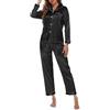 Celanisai - Pigiama da donna in satin lungo, set 2 pezzi, con scollatura a V, maniche lunghe, camicia da notte con abbottonatura e pantaloni da pigiama, elegante biancheria da notte in seta, morbida