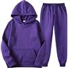 Celanisai Tuta da jogging da uomo, 2 pezzi, oversize, maglione con cappuccio e pantaloni da jogging, tinta unita, in cotone, per il tempo libero, O viola, L