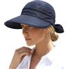 AlturaGo Cappello da Sole da Donna 2 in 1 con Visiera Parasole con Cerniera per Coda di Cavallo, Leggero, ad Asciugatura Rapida, Protezione UV Estiva, Navy, Taglia Unica