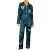 Celanisai Pigiama da donna in raso, traspirante, comodo, in due pezzi, con bottoni, a maniche lunghe e pantaloni lounge, per ragazze, comodo, morbido, in tinta unita, O blu., L