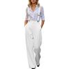 Celanisai Salopette da donna, oversize, blazer, in tessuto, formale, pantaloni da lavoro, larghi, vintage, con tasche, O bianco., M