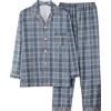 Celanisai Set di pigiama da uomo, lungo, a quadretti, morbido, in due pezzi, invernale, caldo, con bottoni e comodi pantaloni da pigiama, morbidi e leggeri, O blu., L