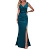 Cocila Abito da Sposa Corto Abito da Cocktail da Festa Avvolto in Velluto con Spacco Pieghettato Senza Maniche da Donna Vestito Marrone