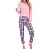 Litherday Pigiama Donna Invernale Cotone Lungo Pantaloni Fantasia per Casa | Completo notte donna a manica lunga con tasche laterali e tessuto morbido per dormire e rilassarsi in casa