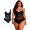 ohyeahlady Body Sexy Donna Lingerie Con Buco Pizzo Taglie Forti | Body Aperto Curvy, Badydoll,Completo Intimo Elegante,Schiena Scoperta,Con Ferretto,Intimo Seducente,To Lingerie,Festival,Rave