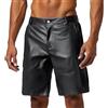 Generisch Pantaloni corti da uomo in pelle PU, effetto bagnato, in lattice, da motociclista, da uomo, in pelle laccata, sexy, tinta unita, stile casual, effetto pelle, per clubwear, autunno, alla moda, O nero